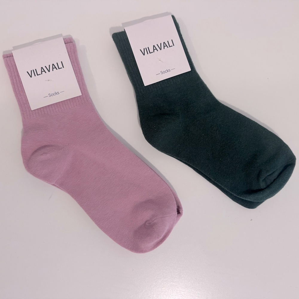 Green and Pink Socks with Smiley Face